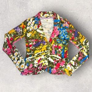 Anthropologie HWR Monogram Floral Cardigan Women’s Size Small Daisies Flowers